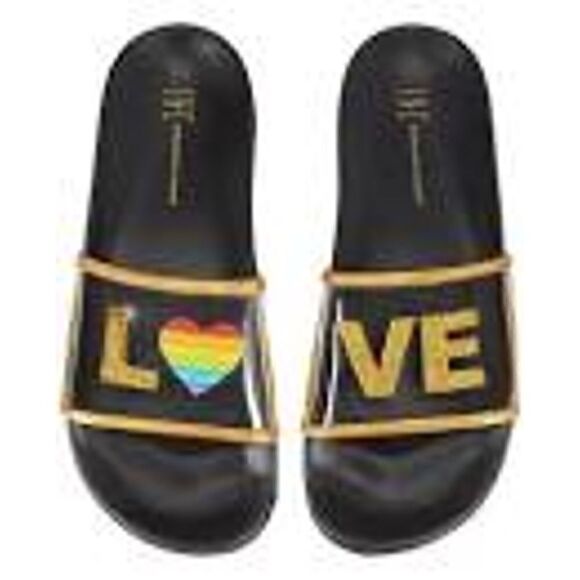NWT I.N.C. Rainbow Love Open toe Slipper size 9/10 large - Picture 1 of 6